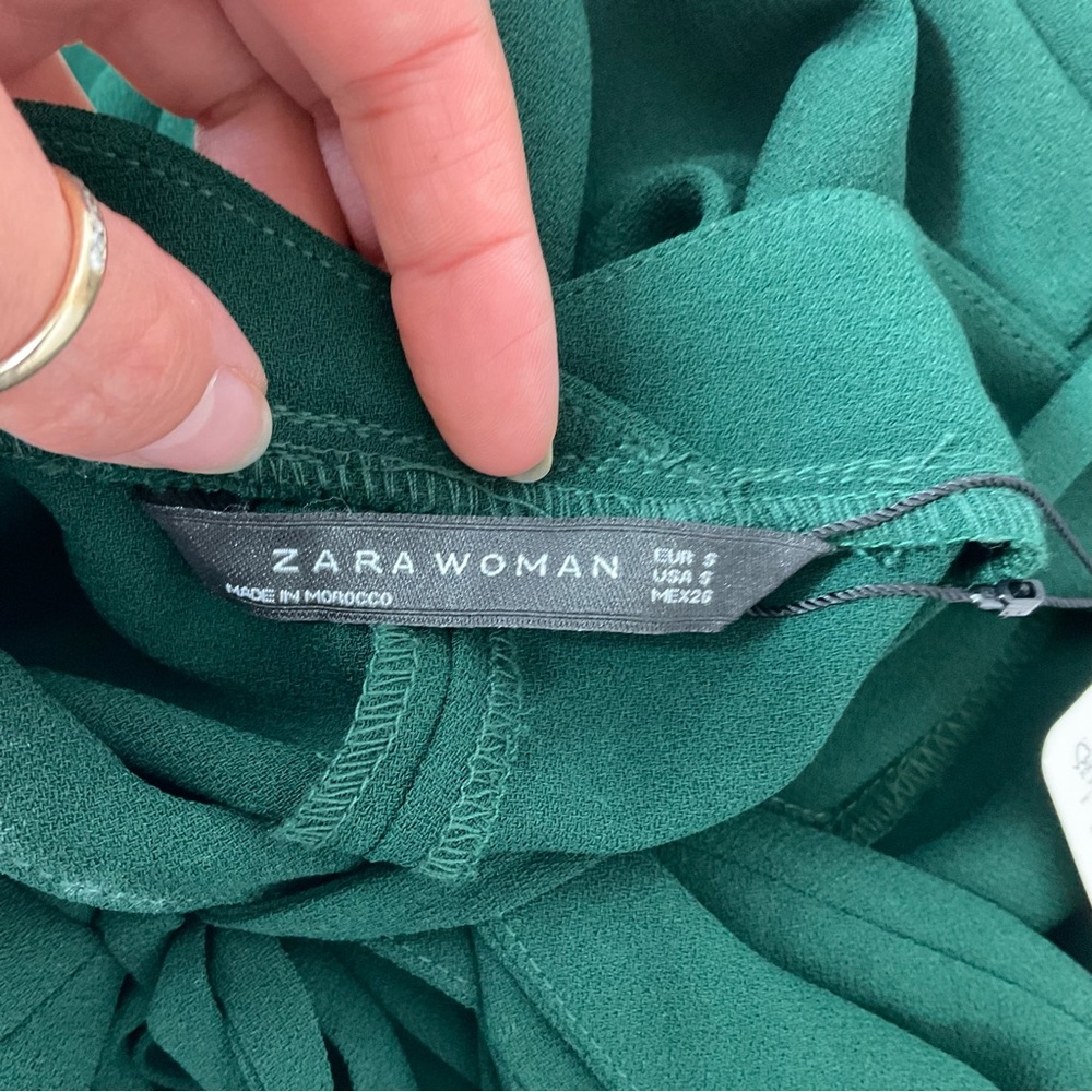 NEW Zara Green Open Back Side Zip Sleeveless Wide Leg Jumpsuit Size S - Picture 12 of 17